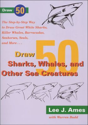 Draw 50 sharks, whales, and other sea creatures