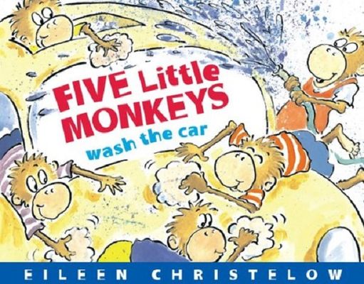 Five little monkeys wash the car